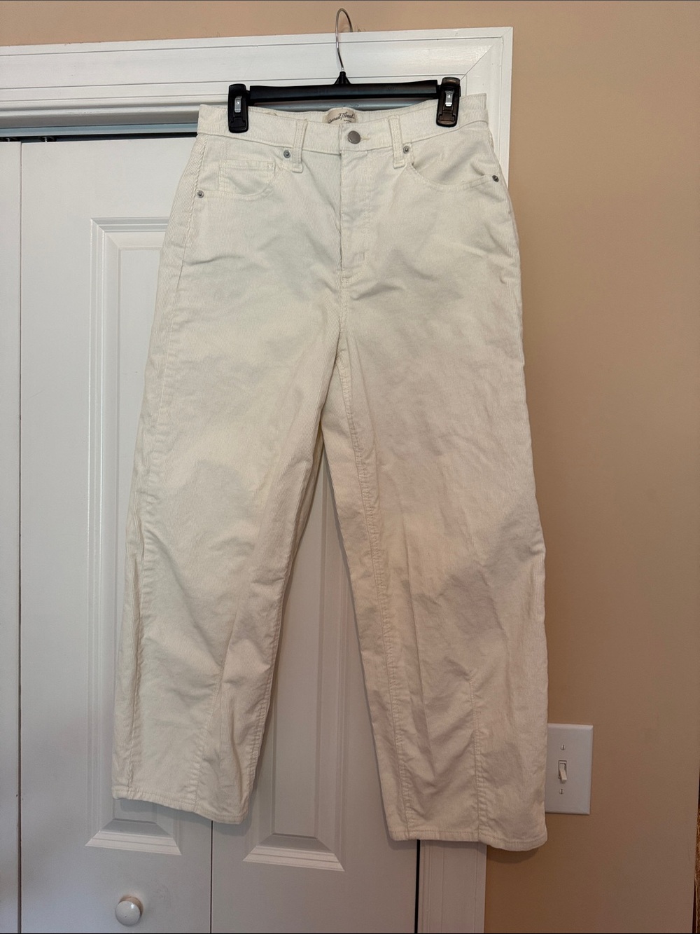 Cream High-Waist Straight Leg Pants
